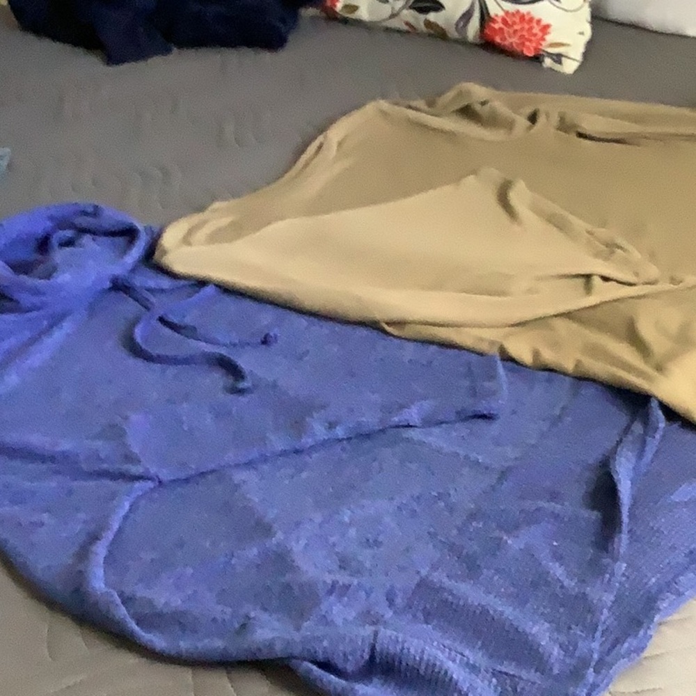 Zenana Outfitters Blue and Tan Sweatshirts and Hoodies